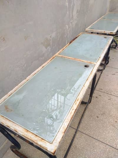 Office Table 7 Feet Long with Glass Top