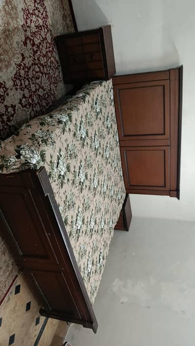 Double Bed with Mattress and Side Tables