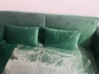 Green Velvet 2 Seater x 2 Sofa Set brand new condition for sell