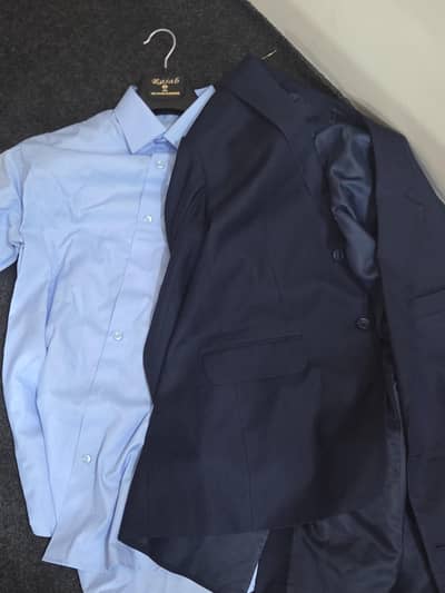 new men 3 peice blue pant coat