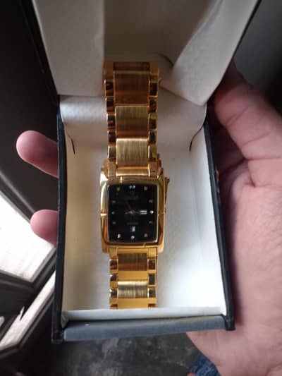 Golden square watch