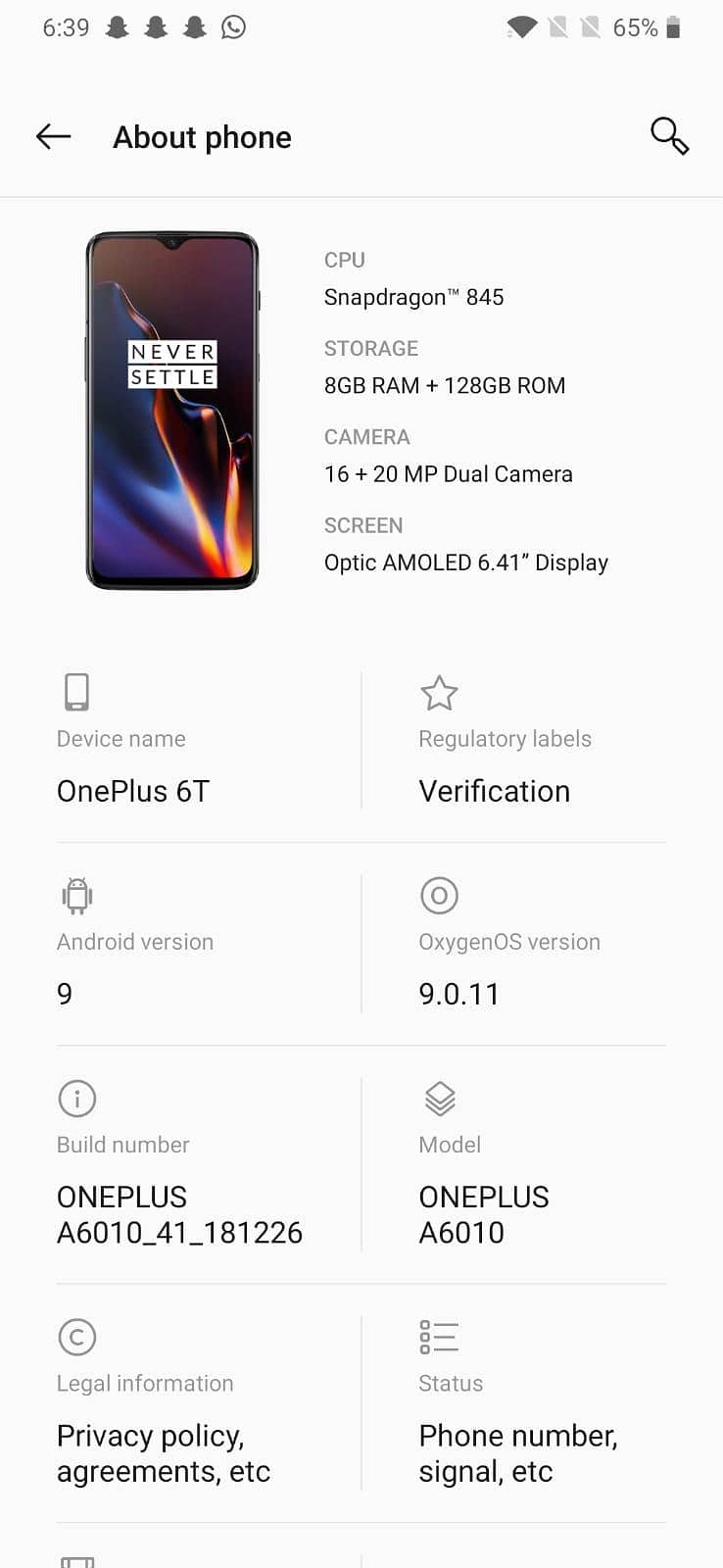 One Plus 6T 0