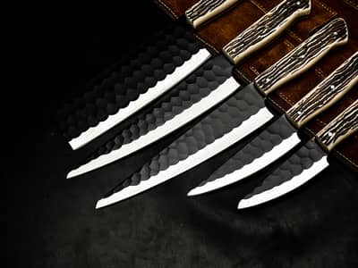 Premium 5 Pcs Kitchen Chef Knife Set with Leather Roll - Brand New