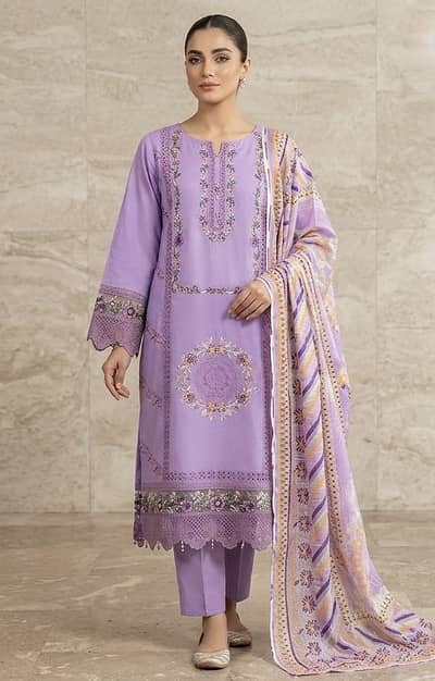 Ready to Wear Cotton 3piece Embroidery With Handmade dress for ladies