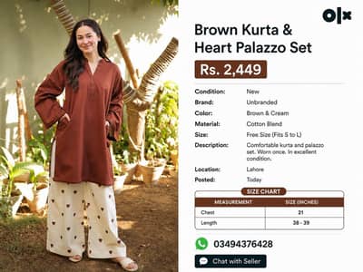 Ready To Wear Lawn Trendy Heart palzo with Kurta design for ladies