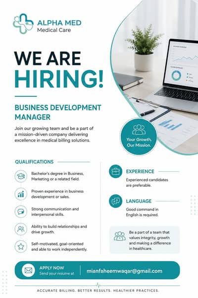 Business Development Manager required for Medical Billing Company