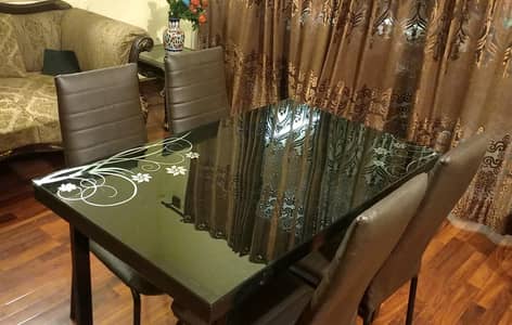 Chinese Imported Glass Top Dining Table for 4