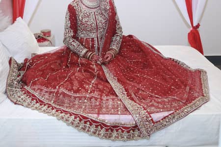 Bridal Dress | Barat lehnga | Cherry Red Barat Bridal dress