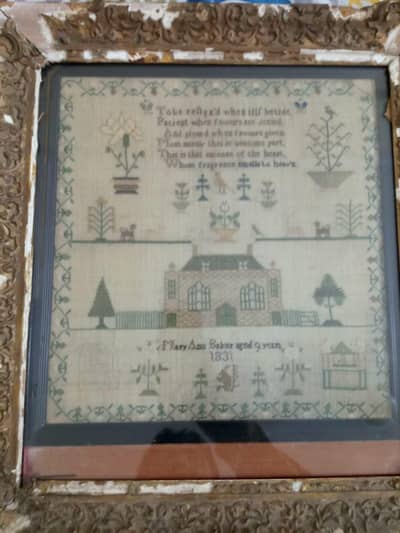 Antique painting (tapestry) of. Mary ann baker