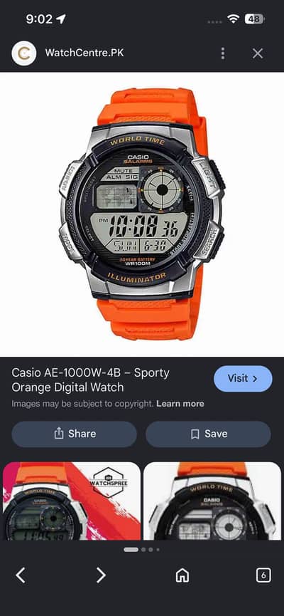 Casio AE-1000W-4B - Sporty Orange Digital Watch