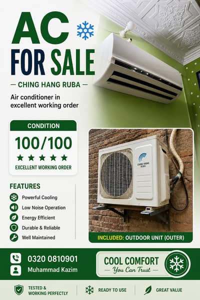 Ching Hang Ruba Split AC For Sale – Excellent Condition (100/100)