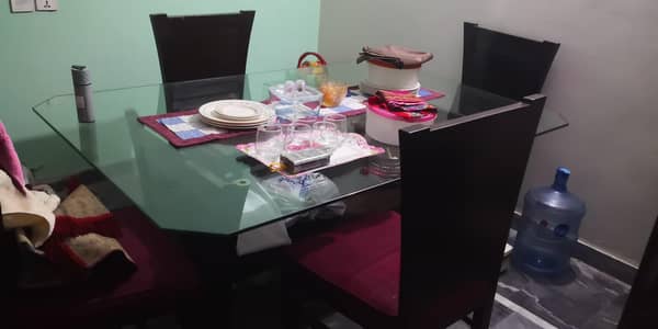 Dining Table high quality pure wood heavy glass