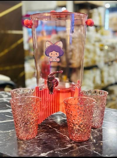Acrylic premium quality dispenser 5.5 liter with 4 glass