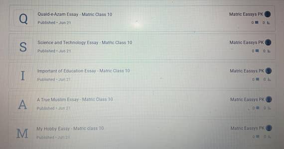 Matric Class 10 English Essays Blog - Blogger Ready