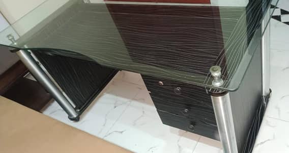 Office Table Wooden Glass