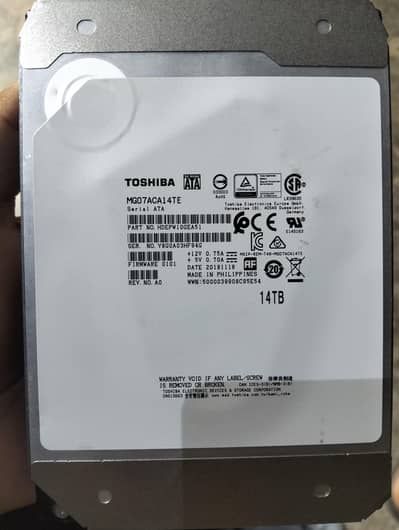 Toshiba 14TB Enterprise Hard Disk Drive (HDD) – 100% Health.