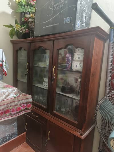 Wooden Crockery Cabinet / Showcase Almari – 2 Door with Glass