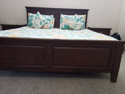 Wooden bed set with dressing table & Side tables for sale.