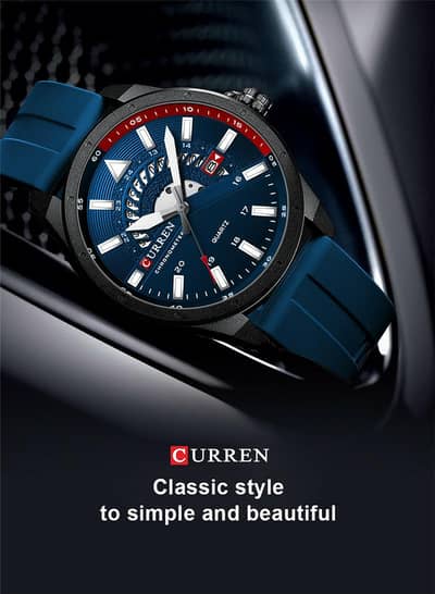 Brand New CURREN 8421 Men's Luxury Sports Watch – Blue Rubber Strap