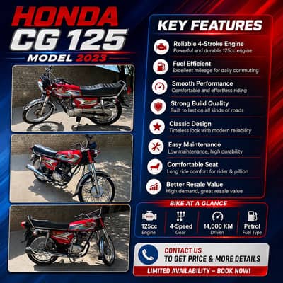 Honda CG 125 – Model 2023 | Urgent Sale | Fixed Price