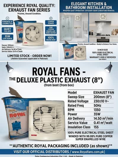 royal exhaust fan 8 inch brand new