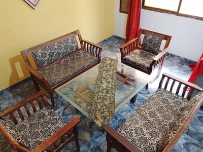sofa set with four chairs + center table