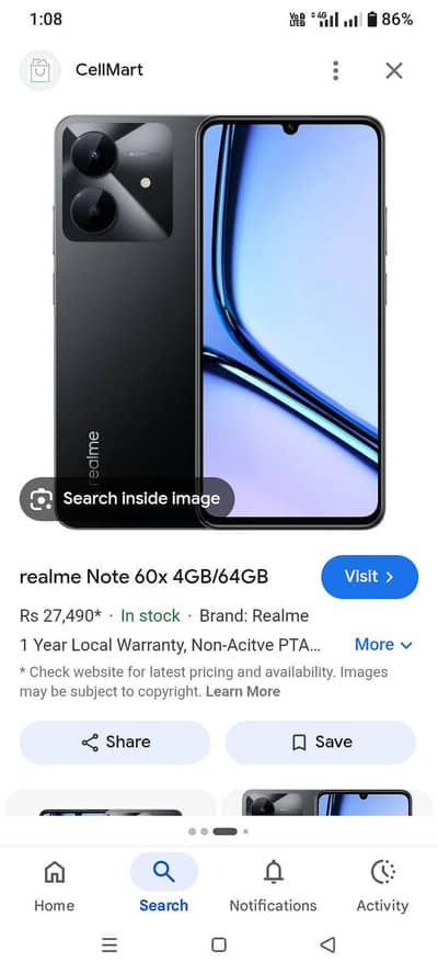 Realme Note 60x