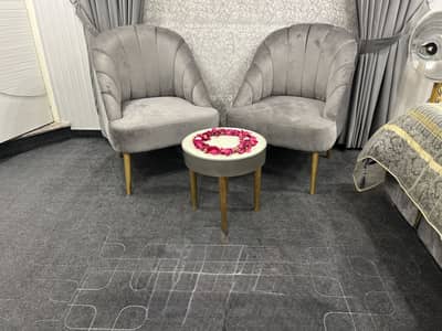 2 Sofa chairs with round centre table