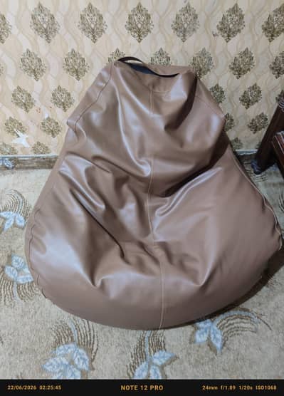 Rarely Used Rexine Bean Bag with Matching Stool