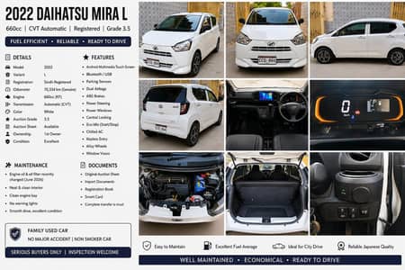 2022 daihatsu Mira L variant grade 3.5 71k