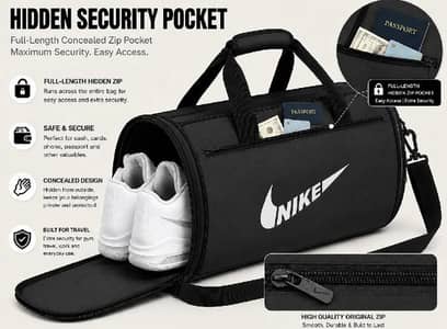 Premium Black PU Leather Duffle Bag | 3-in-1 Style
