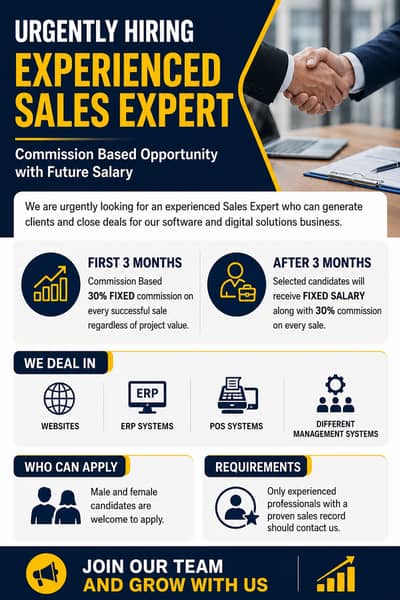 Urgently Hiring Experienced Sales Expert