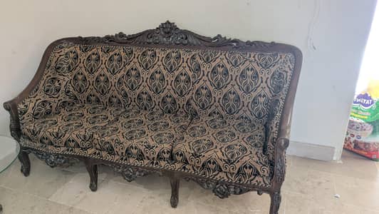 5 seater wooden sofa set with table for sale
