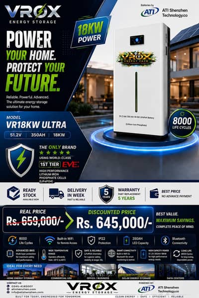 VROX Battery, Lithium Battery, 18KW Battery, Solar Battery