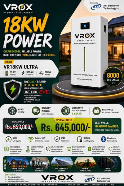 VROX Battery, Lithium Battery, 18KW Battery, Solar Battery