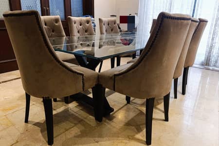 8 Dinning chairs with glass top only