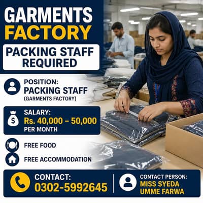 Need Urgent Staff Required Garments Factory Jobs Available In Lahore