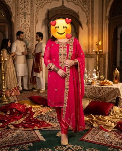 3 Piece Fancy Embroidered Dress for Women | Pink Chiffon Suit with Dup