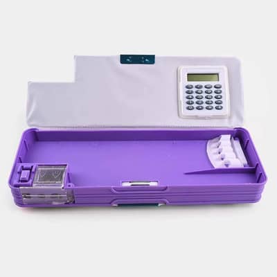 3 in1 geometry box with Mini Calculator & Sharpener