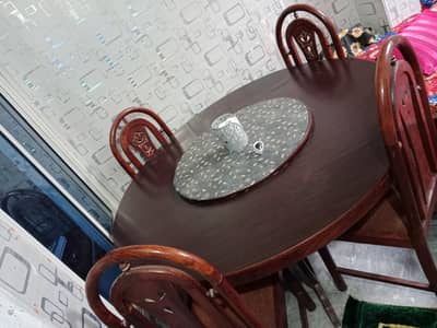 wooden dining Table with 6 chairs