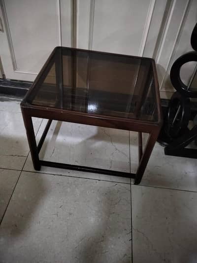 1xSheesham Centre Table2xSheeshamwithTaintedGlasstopSideTables forSale