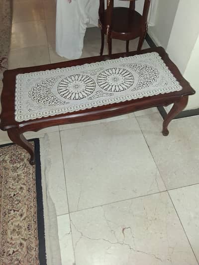 1xSheesham Centre Table2xSheeshamwithTaintedGlasstopSideTables forSale