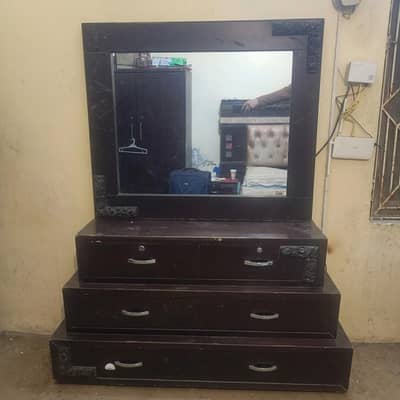 Used Dressing Table with Large Mirror | 6 Drawers | Dark Brown