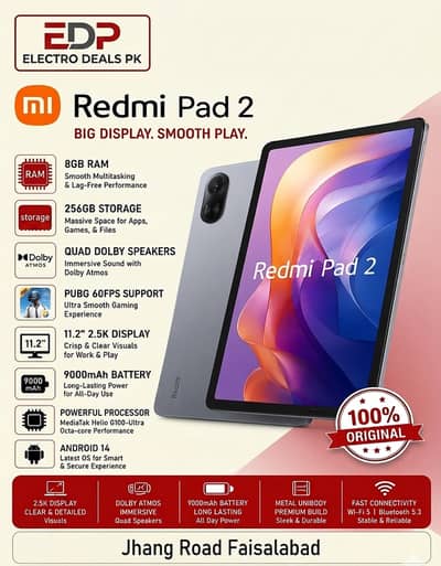 Xiaomi Redmi Pad 2 WiFi 8GB 256GB Like New With Box Charger Warranty