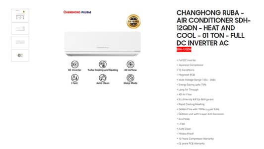 Changhong Ruba latest Model AC, Brand new, Even not a  single day use