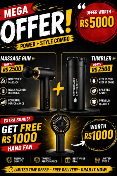 special offer massage machine+tumbler = free hand fan