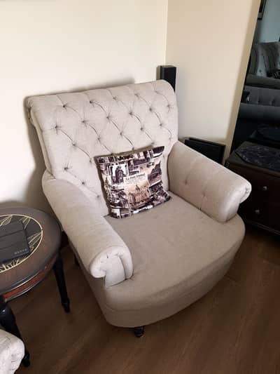 Premium Button-Tufted Wingback Sofa Pair