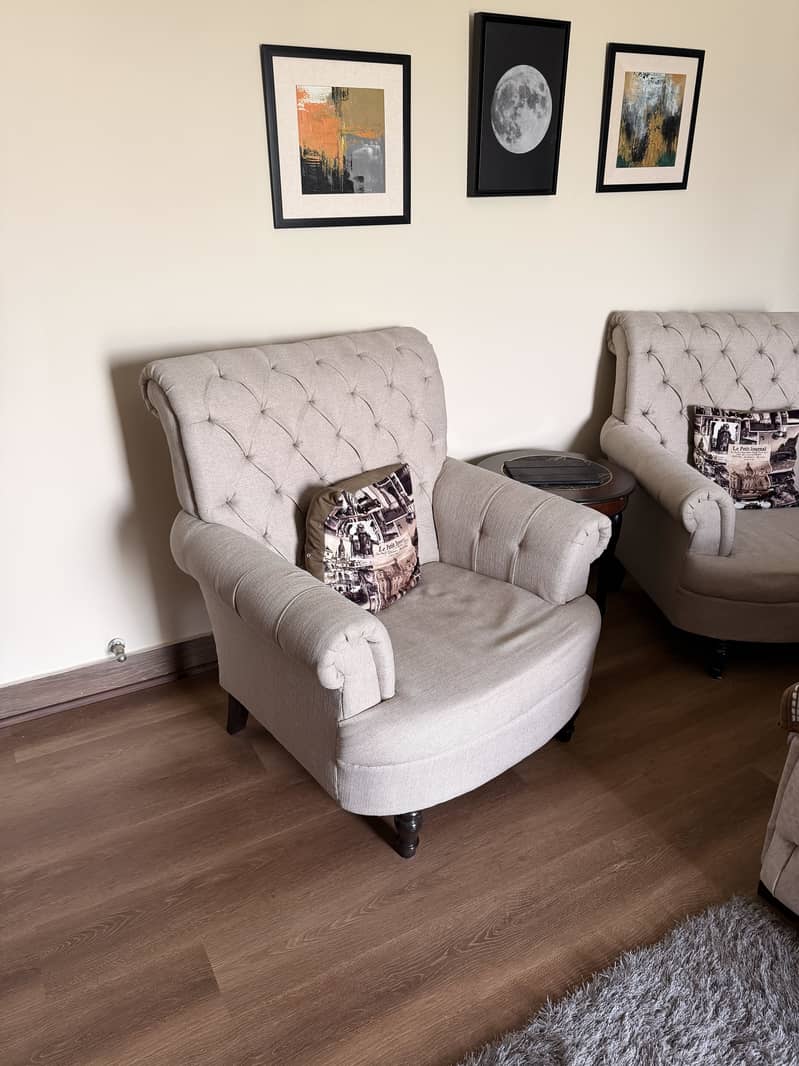Premium Button-Tufted Wingback Sofa Pair 2