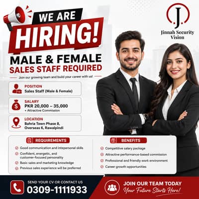 Sales Staff Required | Male & Female Sales Jobs | Sales Jobs