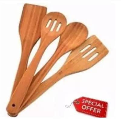 Pack Of 4 - Wooden Spoon Set - Light Brown Kitchen Tools & Gadgets